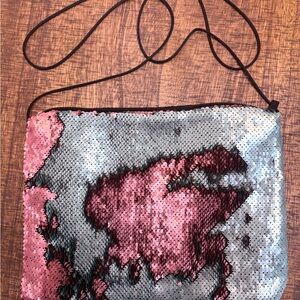 Sequin Crossbody Bag - Pink and Metallic Green